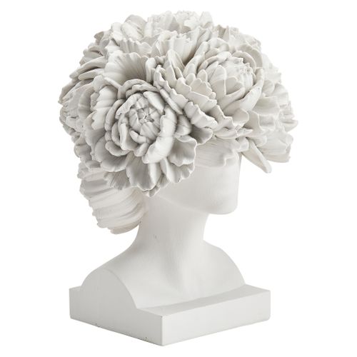 Statue visage fleurs H. 21 cm ALYONA Blanc