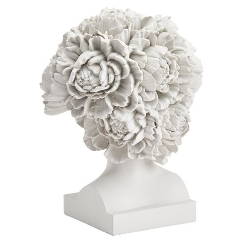 Statue visage fleurs H. 21 cm ALYONA Blanc