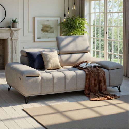 Canapé 2 places PALLADIO tissu eden blanc cassé