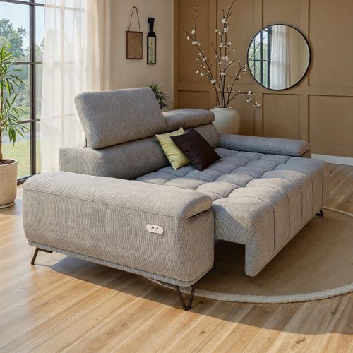 Canapé 2 places relax PALLADIO tissu eden gris clair