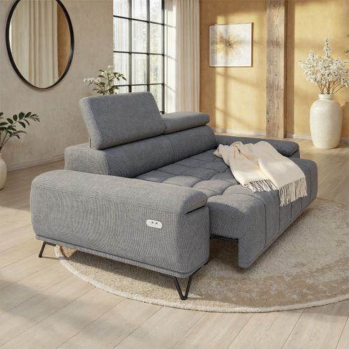 Canapé 2 places relax PALLADIO tissu eden gris