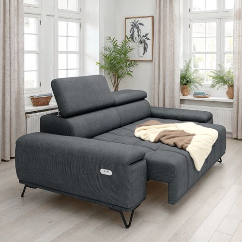 Canapé 2 places relax PALLADIO tissu eden gris foncé