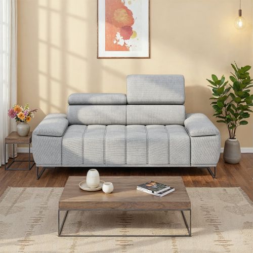 Canapé 3 places PALLADIO tissu eden gris clair