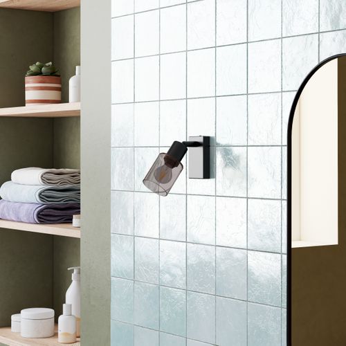 Spot 1 lumière H. 13 cm FLAM Noir et gris fumé