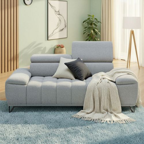 Canapé 2 places PALLADIO tissu bubble gris clair