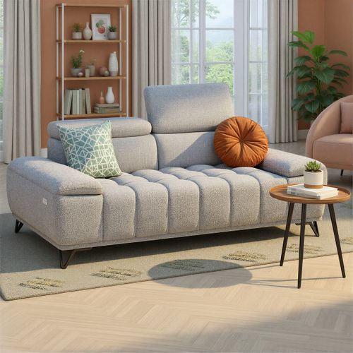 Canapé 2 places relax PALLADIO tissu bubble gris clair