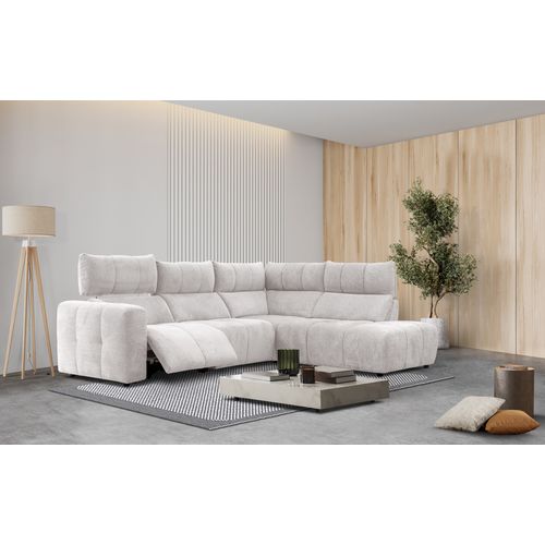 Canapé angle relax électrique droit UNIVERS tissu forte 22 beige