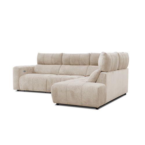 Canapé angle relax électrique droit UNIVERS tissu forte 28 beige fonce