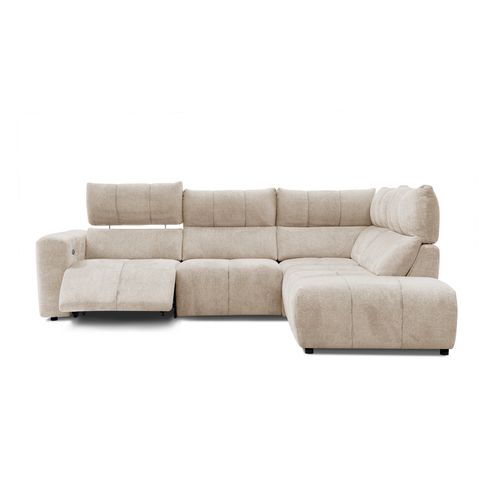 Canapé angle relax électrique droit UNIVERS tissu forte 28 beige fonce
