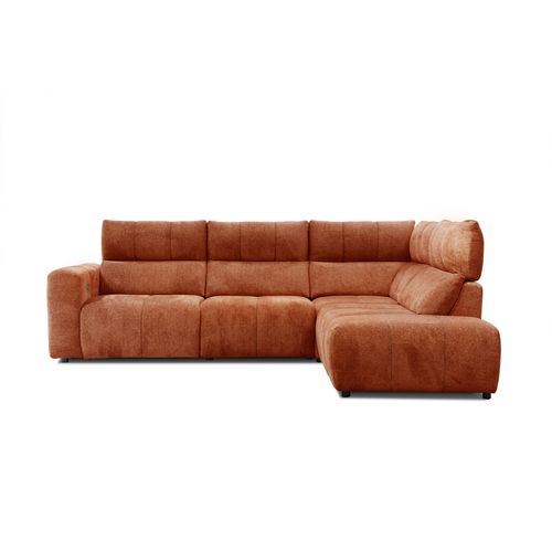 Canapé angle relax électrique droit UNIVERS tissu forte terracotta