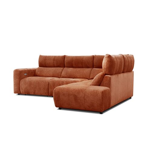 Canapé angle relax électrique droit UNIVERS tissu forte terracotta