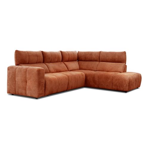 Canapé angle relax électrique droit UNIVERS tissu forte terracotta