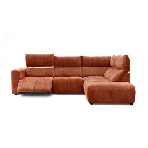 Canapé angle relax électrique droit UNIVERS tissu forte terracotta