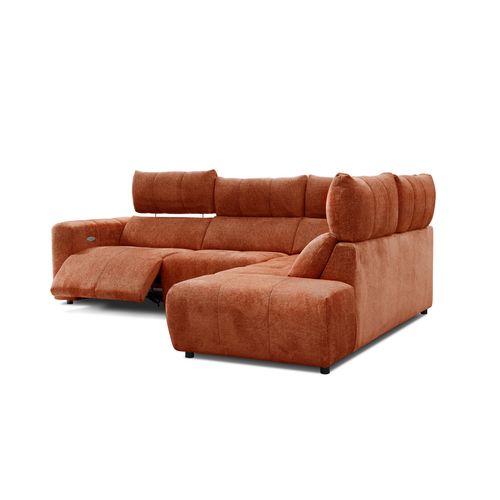 Canapé angle relax électrique droit UNIVERS tissu forte terracotta