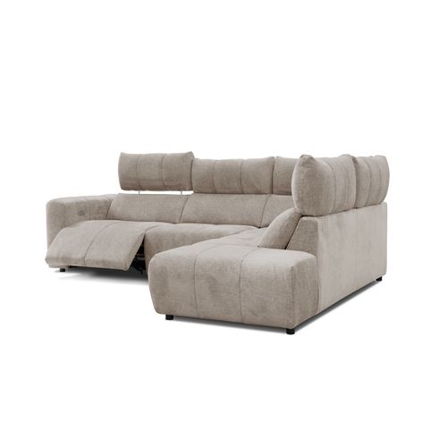 Canapé angle relax électrique droit UNIVERS tissu forte taupe