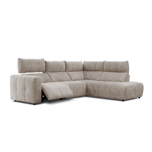 Canapé angle relax électrique droit UNIVERS tissu forte taupe