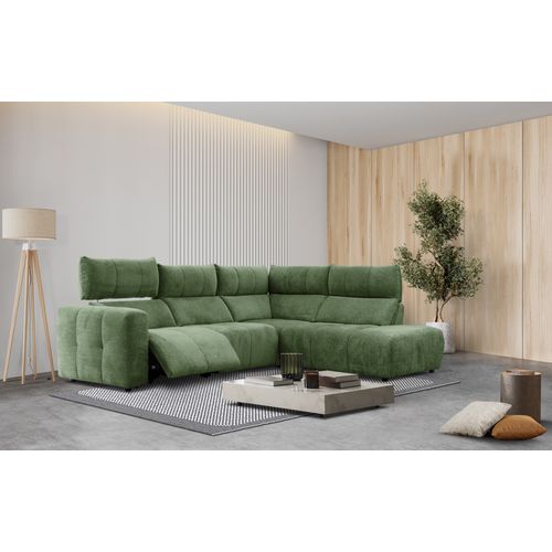 Canapé angle relax électrique droit UNIVERS tissu forte vert