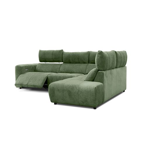 Canapé angle relax électrique droit UNIVERS tissu forte vert
