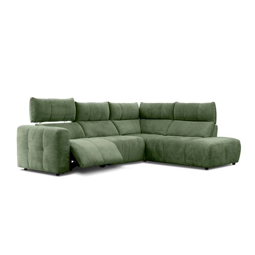 Canapé angle relax électrique droit UNIVERS tissu forte vert