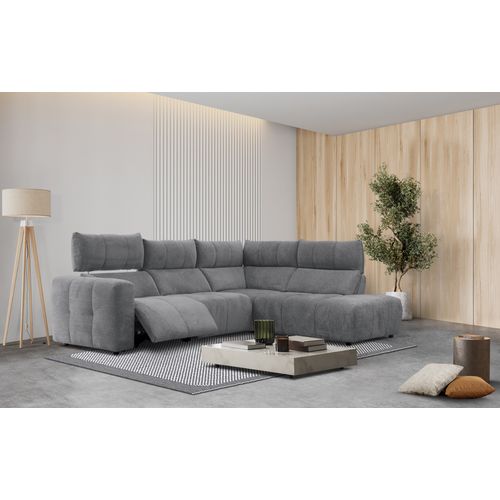 Canapé angle relax électrique droit UNIVERS tissu forte gris souris