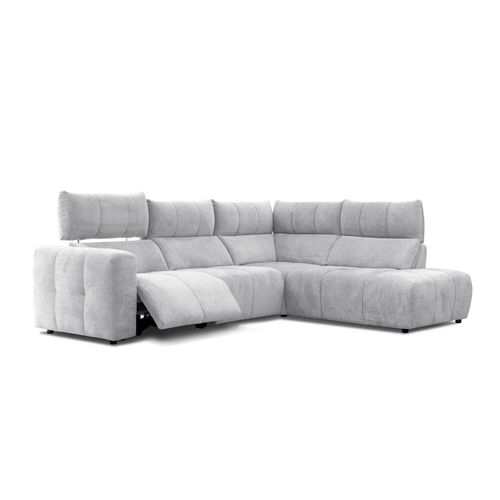 Canapé angle relax électrique droit UNIVERS tissu forte gris clair