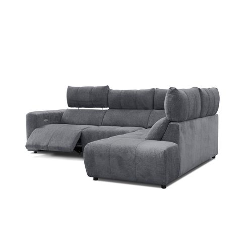 Canapé angle relax électrique droit UNIVERS tissu forte anthracite