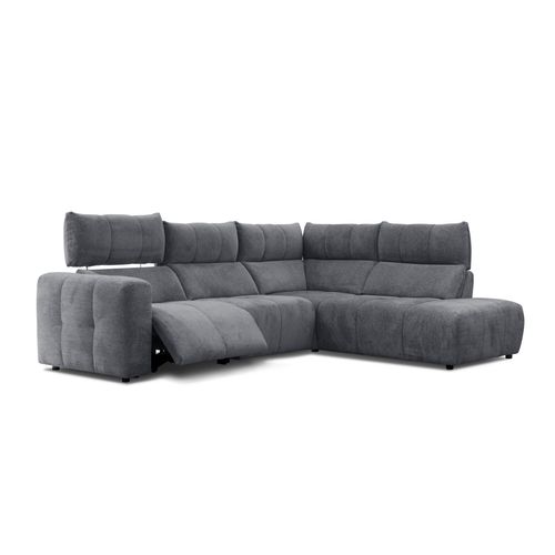 Canapé angle relax électrique droit UNIVERS tissu forte anthracite