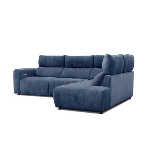 Canapé angle relax électrique droit UNIVERS tissu forte bleu marine