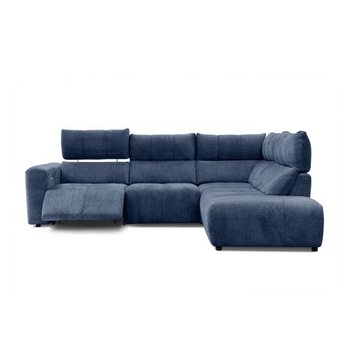 Canapé angle relax électrique droit UNIVERS tissu forte bleu marine