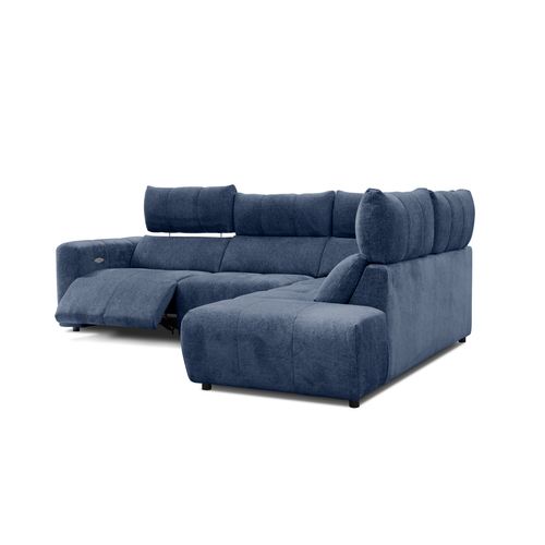 Canapé angle relax électrique droit UNIVERS tissu forte bleu marine
