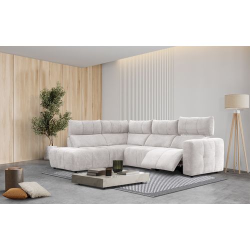 Canapé angle relax électrique gauche UNIVERS tissu forte 22 beige