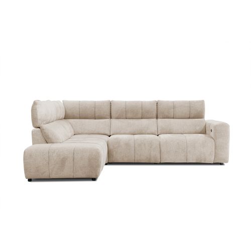 Canapé angle relax électrique gauche UNIVERS tissu forte 28 beige fonce
