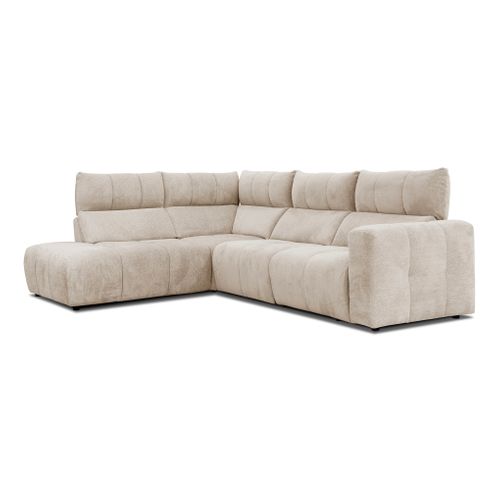 Canapé angle relax électrique gauche UNIVERS tissu forte 28 beige fonce