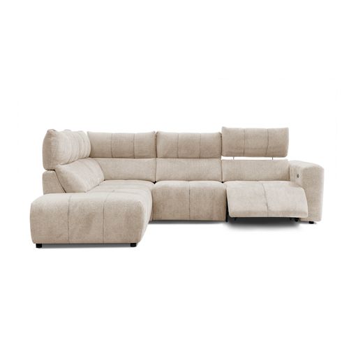 Canapé angle relax électrique gauche UNIVERS tissu forte 28 beige fonce