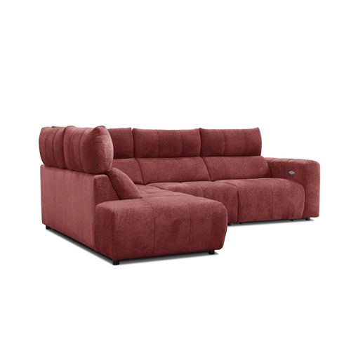 Canapé angle relax électrique gauche UNIVERS tissu forte lie de vin