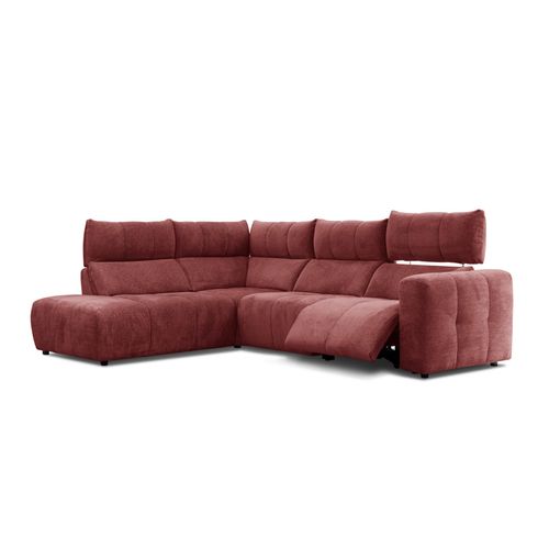 Canapé angle relax électrique gauche UNIVERS tissu forte lie de vin