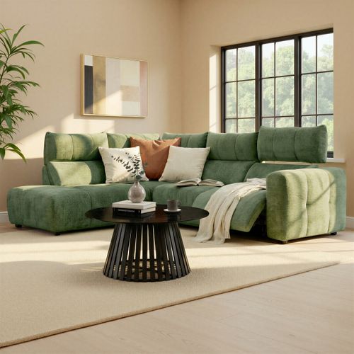 Canapé angle relax électrique gauche UNIVERS tissu forte vert