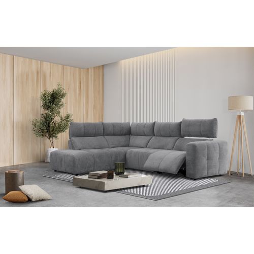 Canapé angle relax électrique gauche UNIVERS tissu forte gris souris