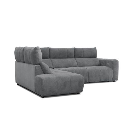 Canapé angle relax électrique gauche UNIVERS tissu forte gris souris