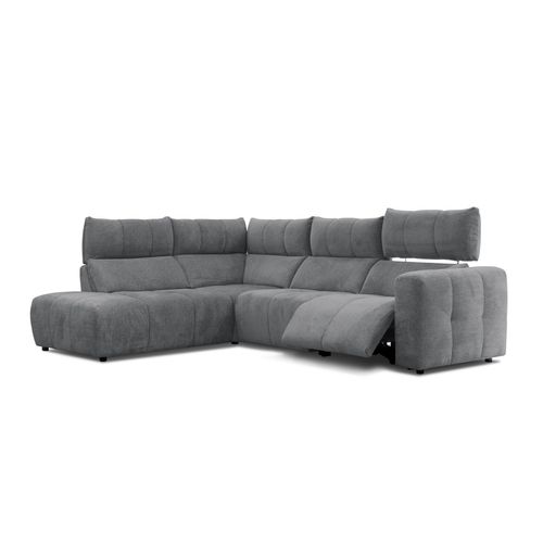 Canapé angle relax électrique gauche UNIVERS tissu forte gris souris