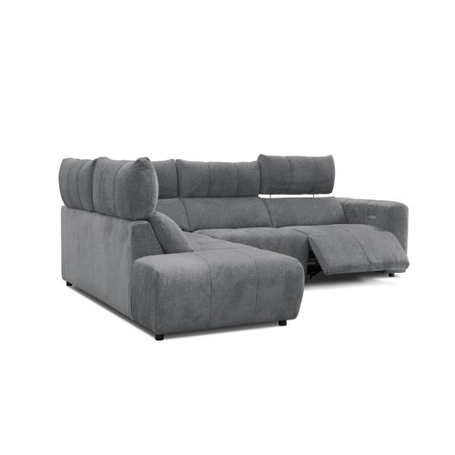 Canapé angle relax électrique gauche UNIVERS tissu forte gris souris