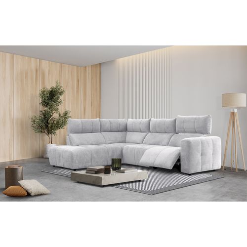 Canapé angle relax électrique gauche UNIVERS tissu forte gris clair