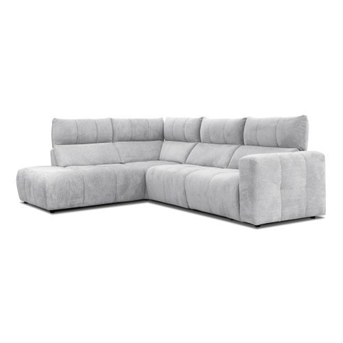 Canapé angle relax électrique gauche UNIVERS tissu forte gris clair