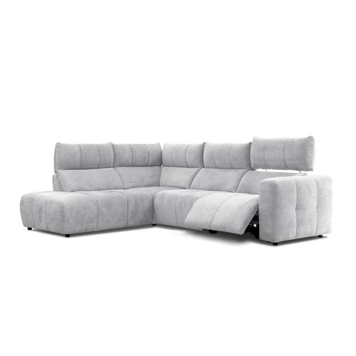 Canapé angle relax électrique gauche UNIVERS tissu forte gris clair