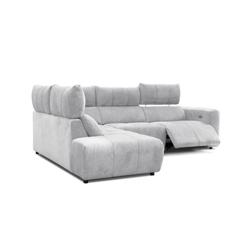 Canapé angle relax électrique gauche UNIVERS tissu forte gris clair