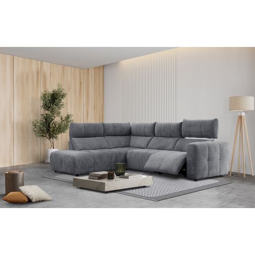 Canapé angle relax électrique gauche UNIVERS tissu forte anthracite