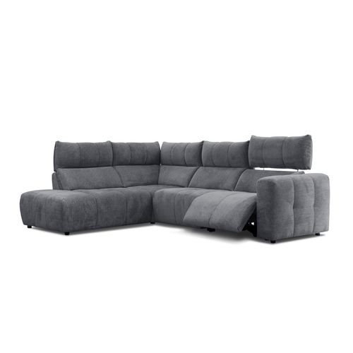Canapé angle relax électrique gauche UNIVERS tissu forte anthracite