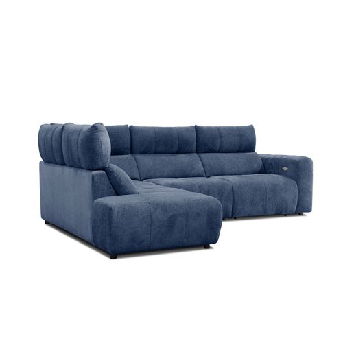 Canapé angle relax électrique gauche UNIVERS tissu forte bleu marine