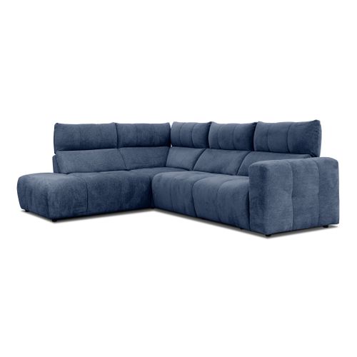 Canapé angle relax électrique gauche UNIVERS tissu forte bleu marine