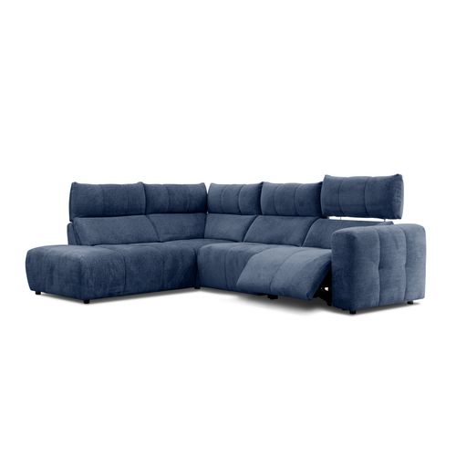 Canapé angle relax électrique gauche UNIVERS tissu forte bleu marine